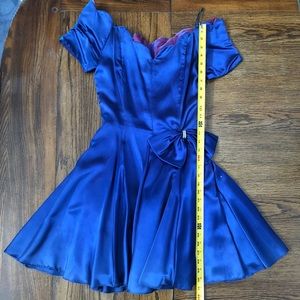 Vintage 90’s Junior Off Shoulder Royal Blue Dress